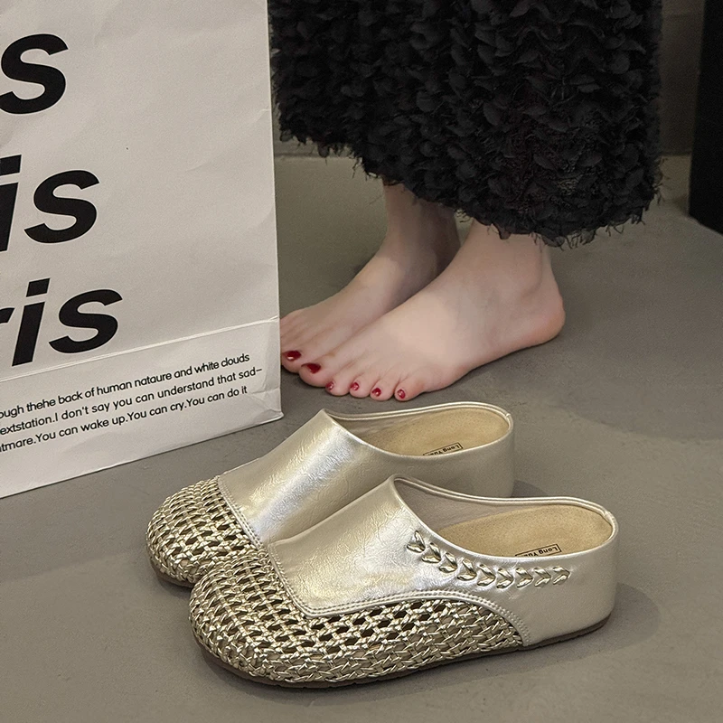 【现货现发】5CM增高夏季透气软底时尚休闲编织镂空厚底时尚拖鞋女