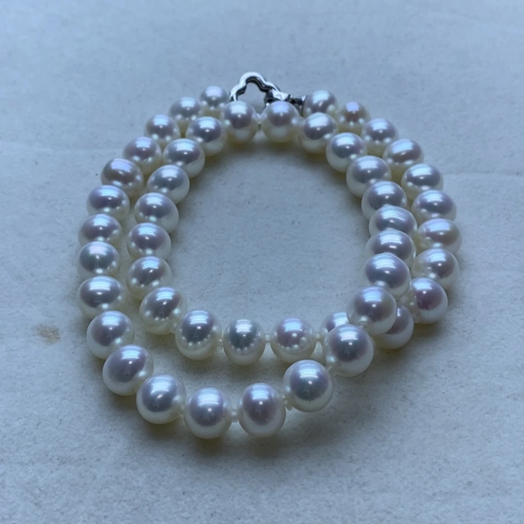 项链银S925镶嵌淡水珍珠