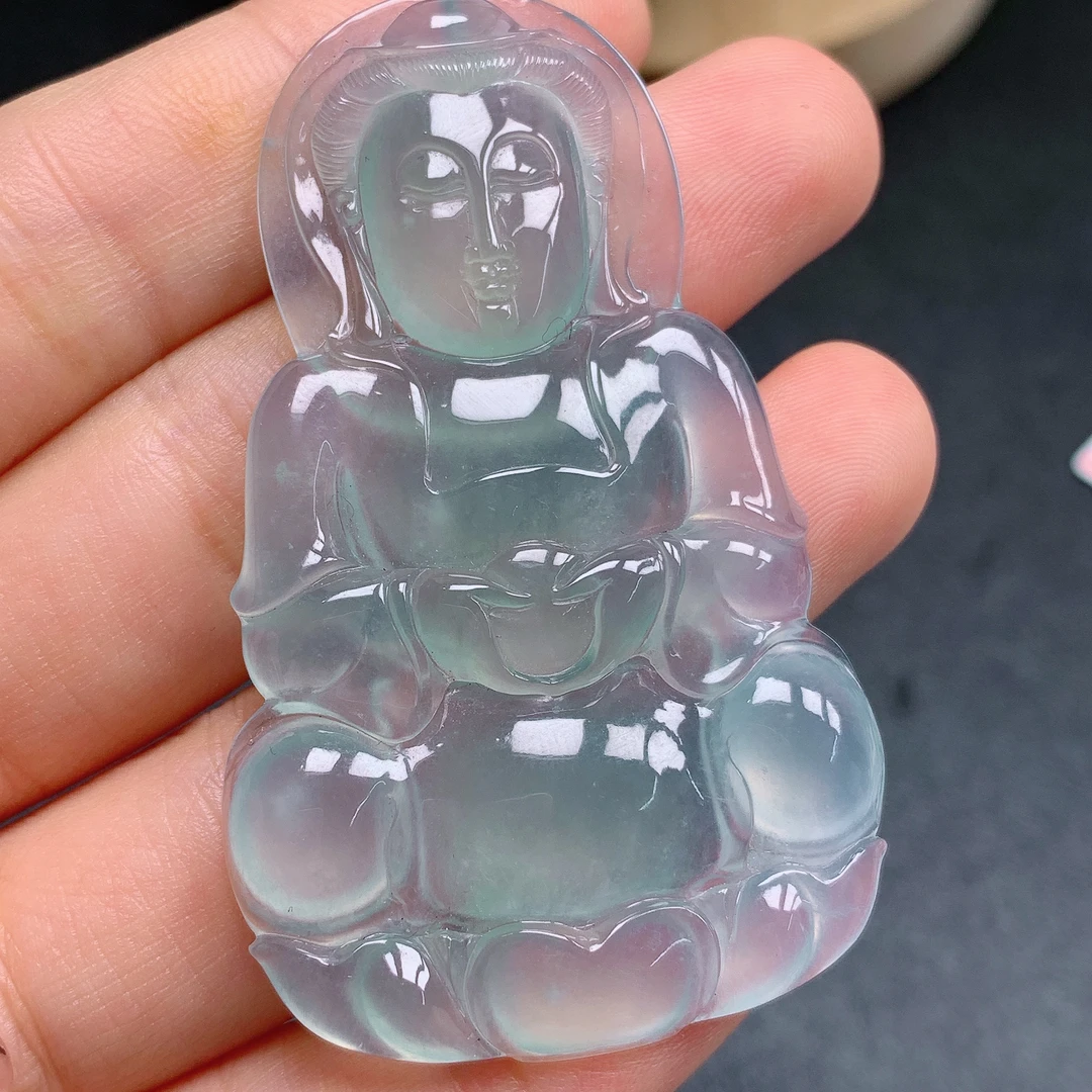 天然缅甸翡翠冰种正装观音老坑种水挂件吊坠尺寸58+35.5+6  578