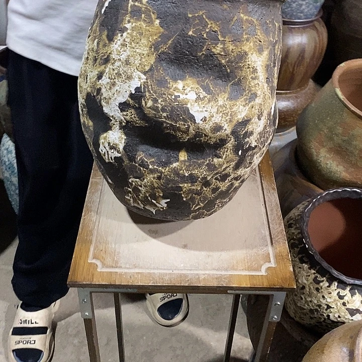 花盆紫砂口24高度30黑茶8887