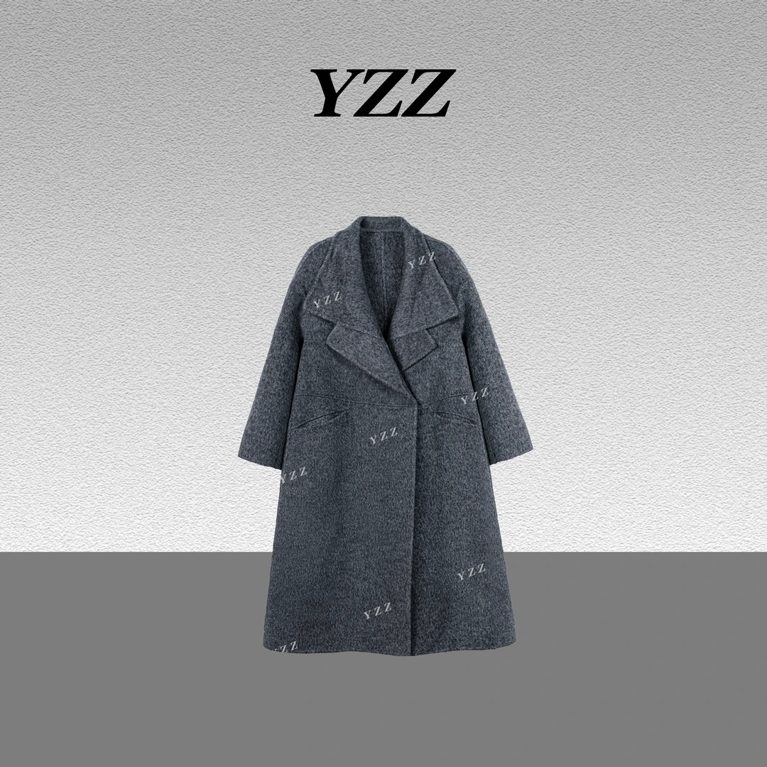 YZZ“恒意”羊驼毛新款轻奢中长款廓形显瘦气质羊毛蚕丝大衣 680307
