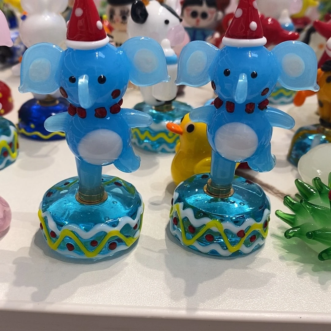 ****子琉璃手工艺品旋转大象