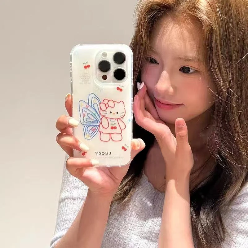 凯蒂猫翅膀适用华为mate60苹果oppo小米15/14防摔vivo手机壳女
