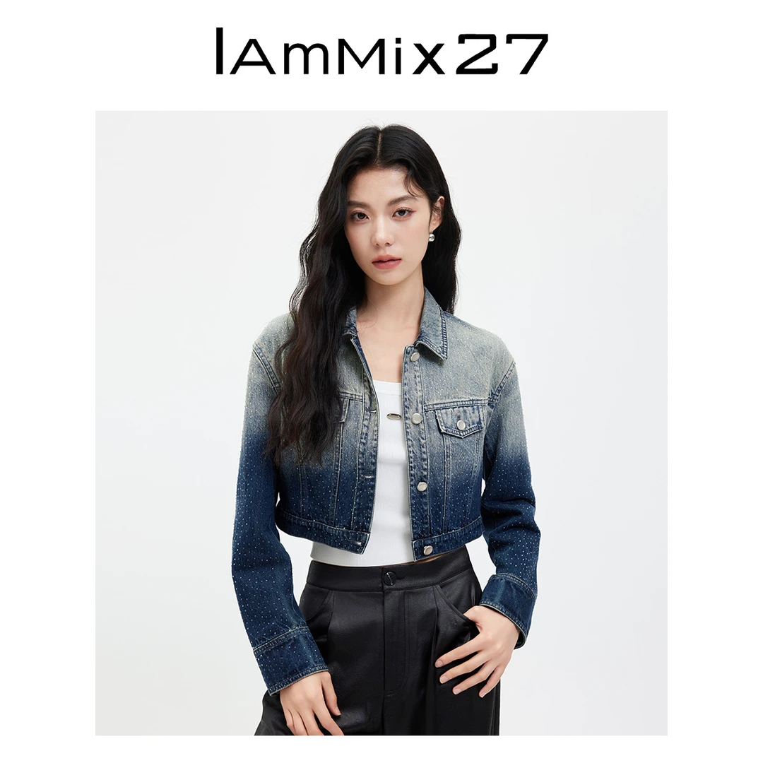 Iammix27休闲牛仔衣修身拼接短外套M4C3431