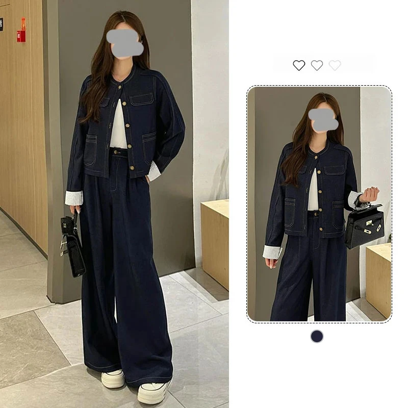 欧货复古蓝色牛仔外套女士春秋季小个子宽松显瘦时尚百搭夹克上衣