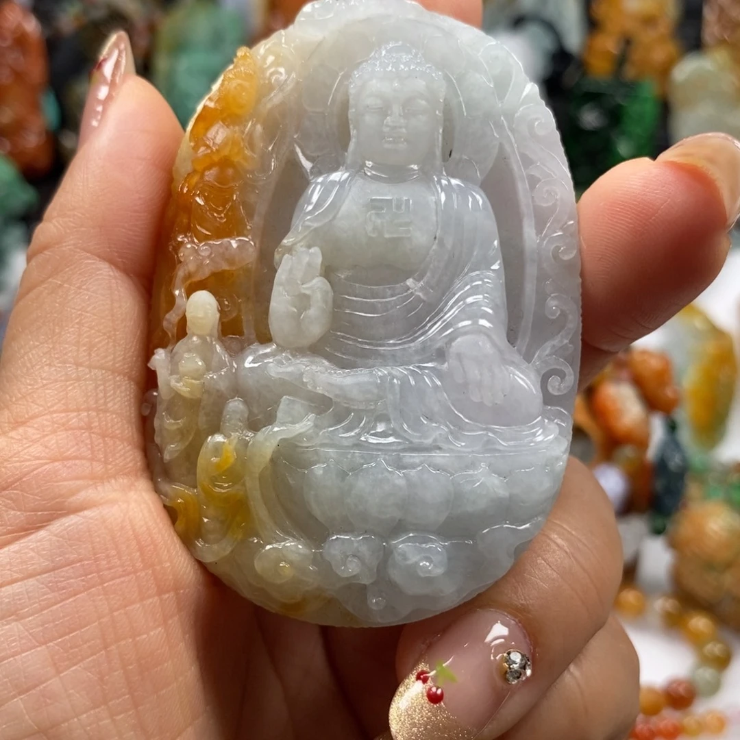 逐***翔翡翠未镶嵌吊坠(不含链)大日如来挂件