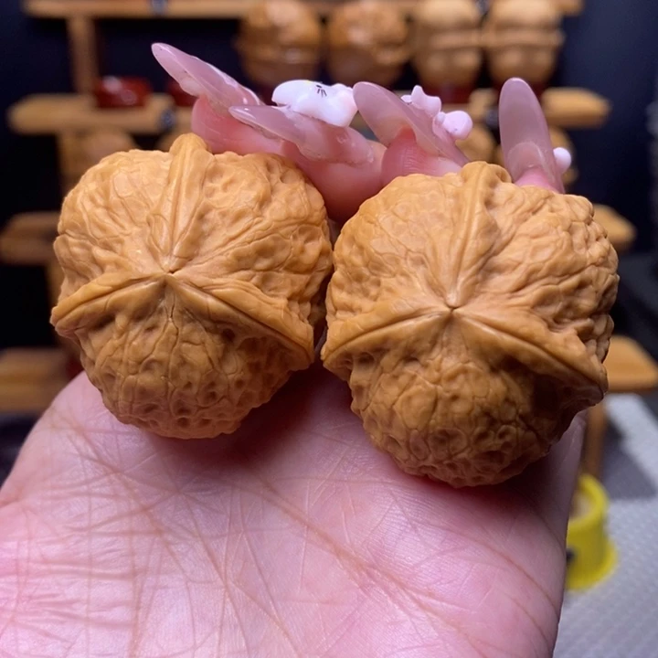 文玩核桃把件寿桃三棱34号40尺