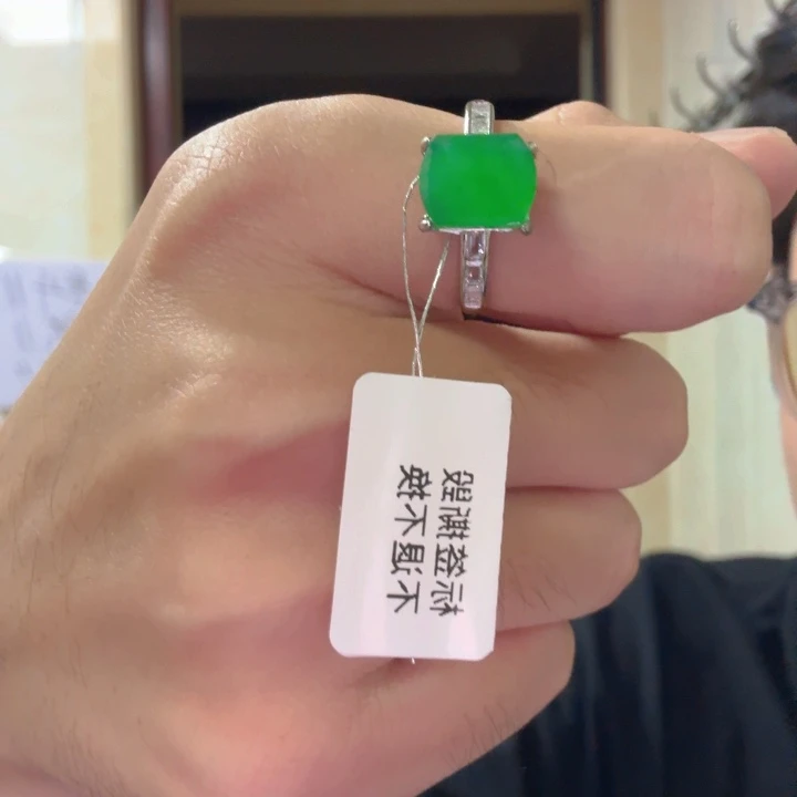 翡翠银S925镶嵌颈饰戒指
