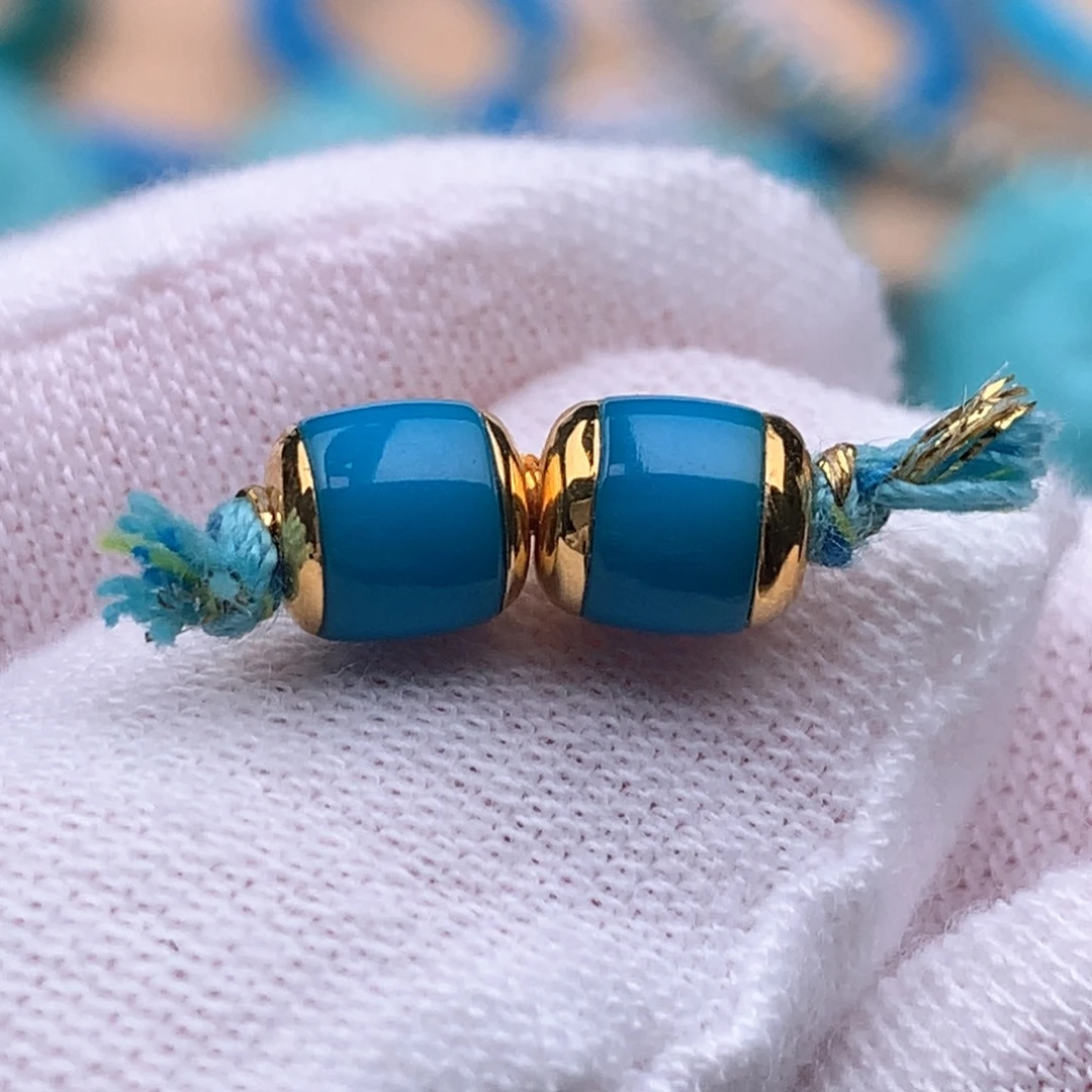 绿松石18K金镶嵌珠宝奇石5.4mm