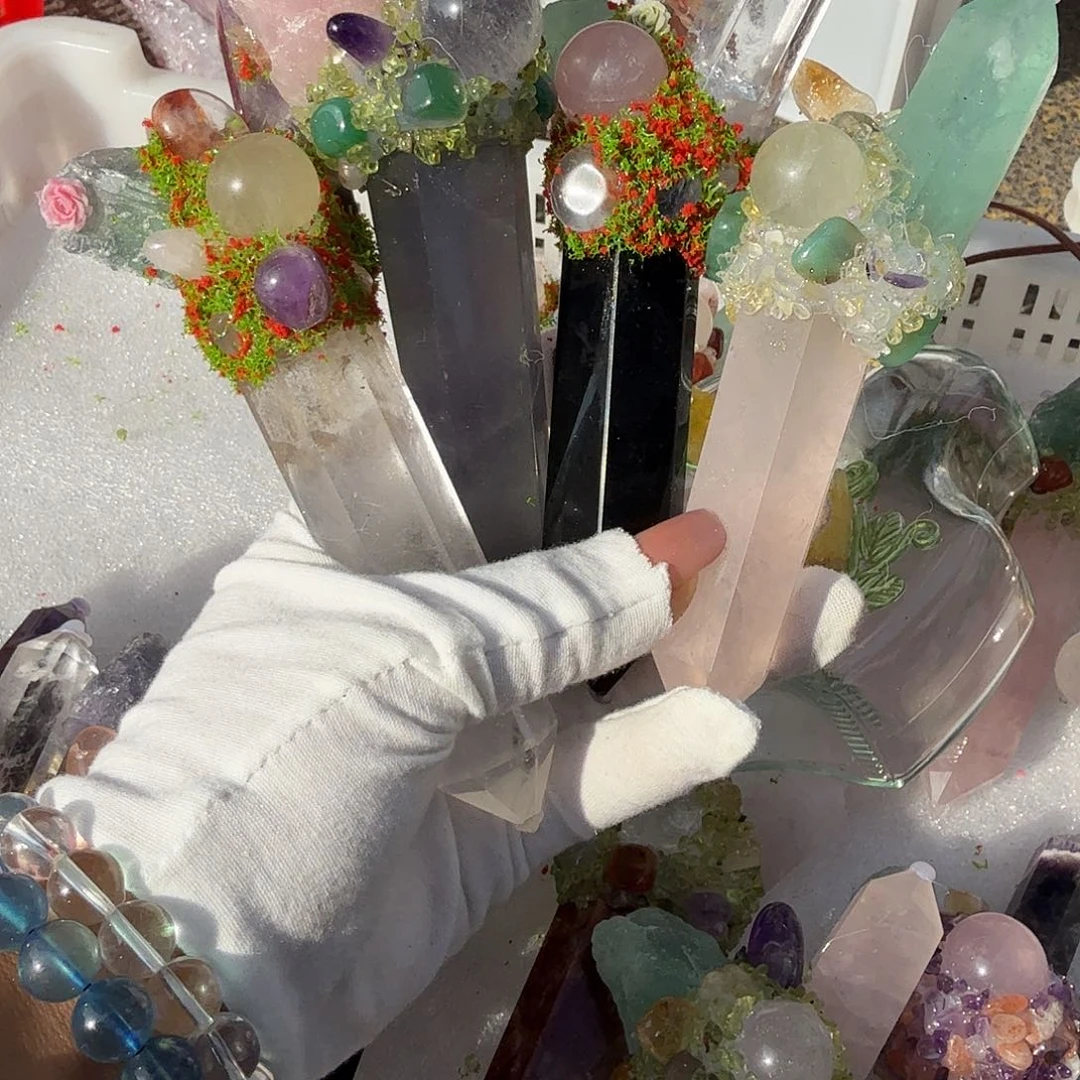 水晶手链22K金镶嵌公***双水晶