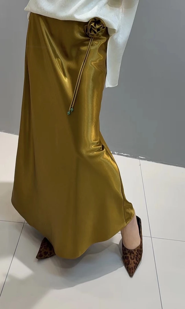 【花田定制】设计师款醋酸半裙