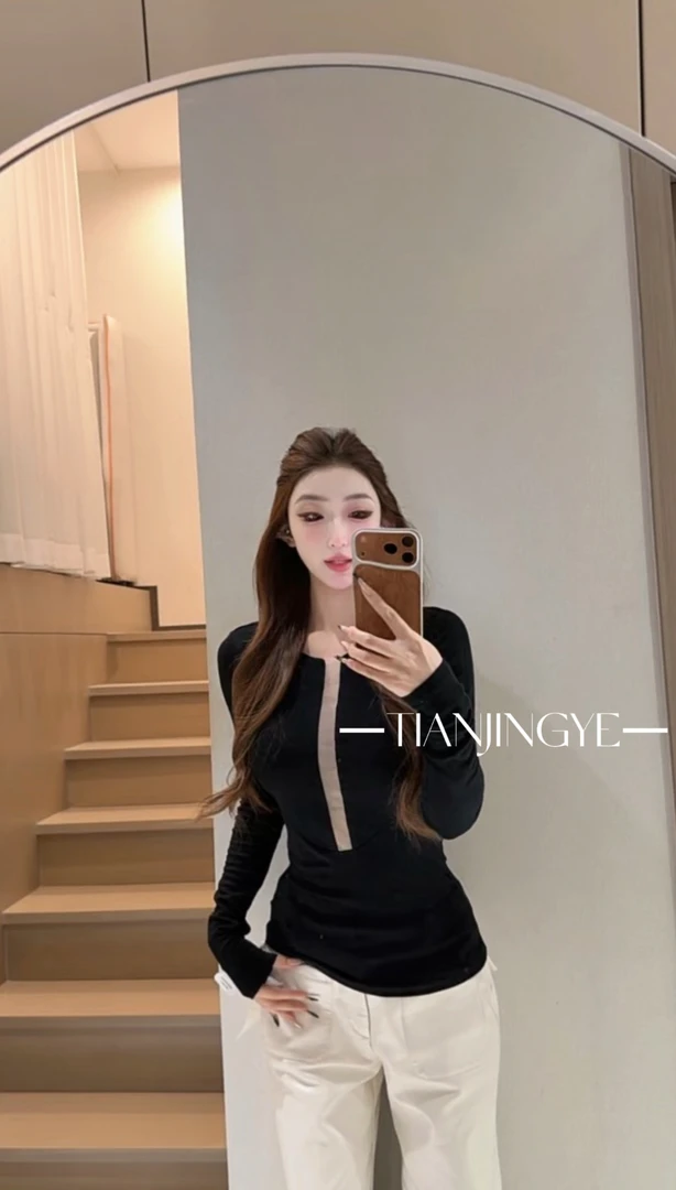 JINGYE/25~ 上新气质秋冬镂空自带胸垫打底内搭