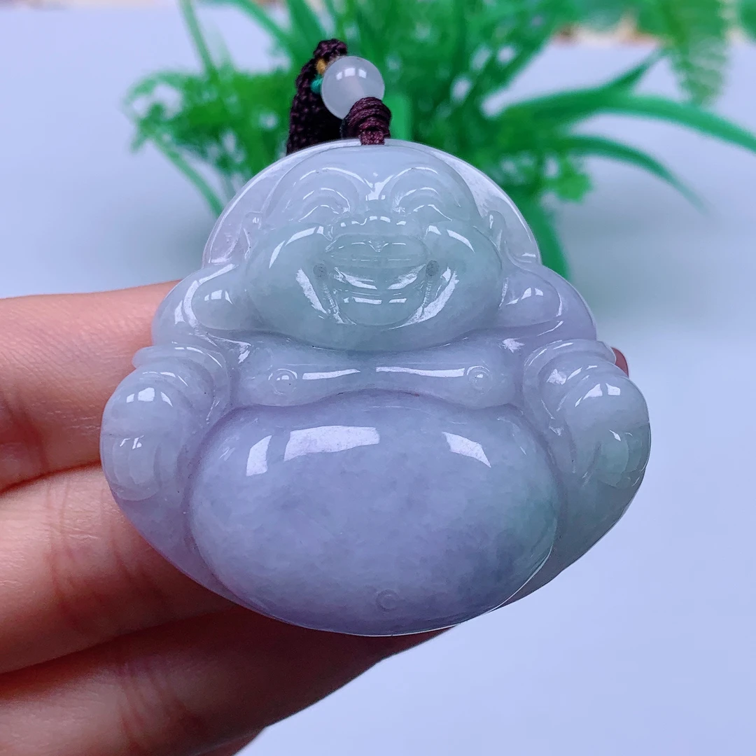 缅甸天然A货翡翠，紫罗兰佛公 编号446/219尺寸44.2-47.7-11.7