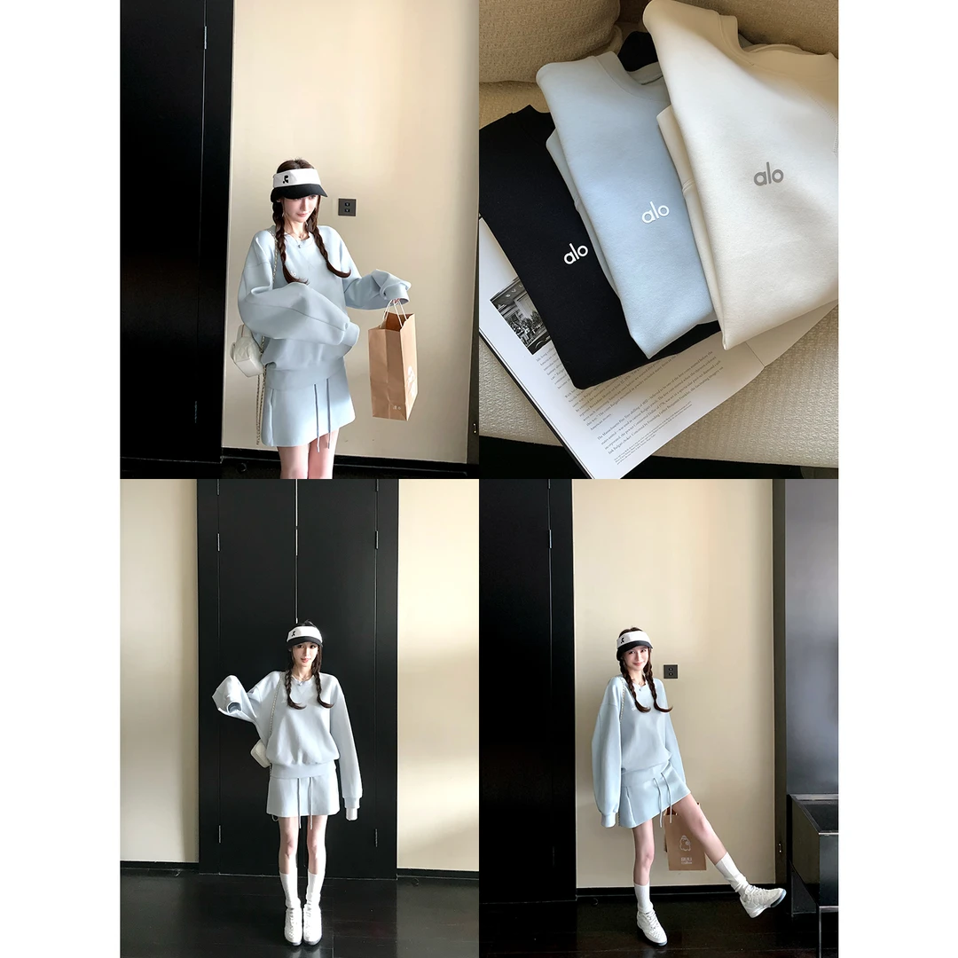 SKK“chill美式周末”懒人时髦速成 350G空气层a1o宽松卫衣短裙套装