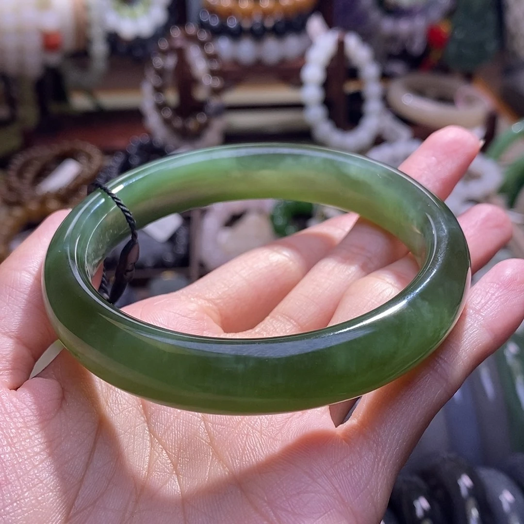 颈饰未镶嵌和田玉碧玉猫眼手镯60圈口