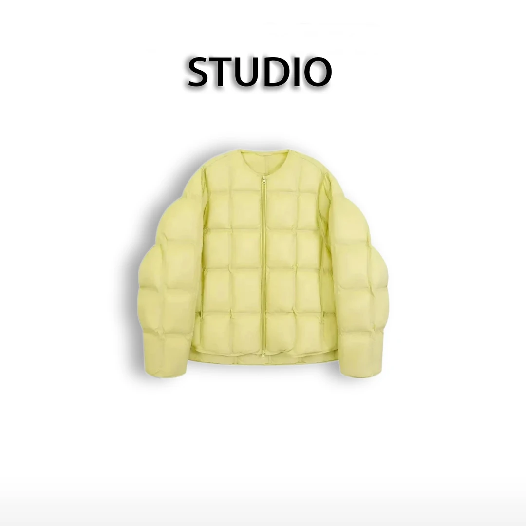 小黄鸭新款奶酪泡芙休闲百搭时尚加厚外套新国标90白鸭绒1217