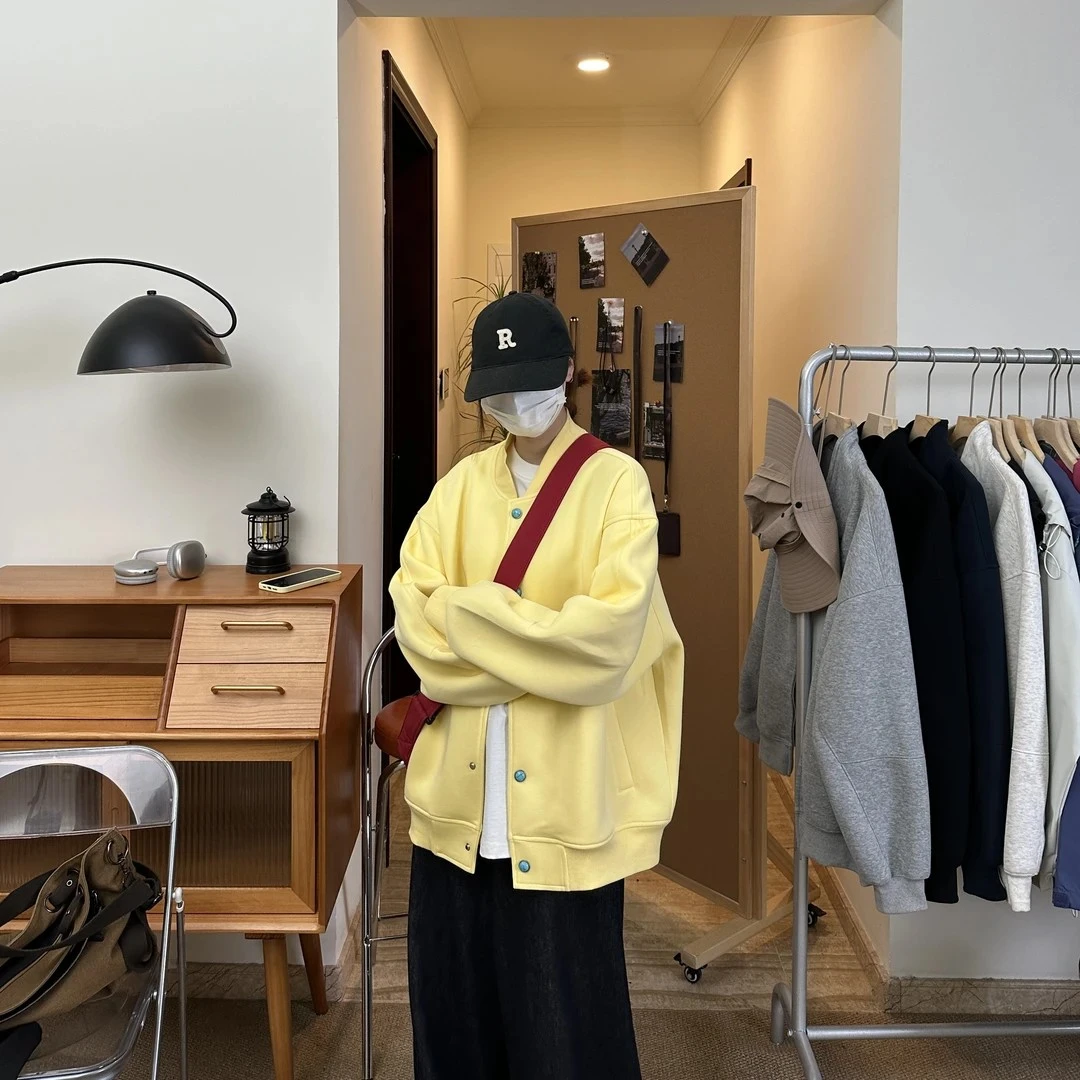 休闲夹克420g重磅面料仿绿松石ins潮流设计感宽松百搭棒球服男女