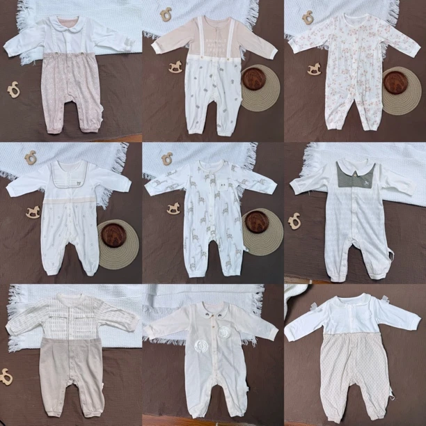 娃丽比2025春夏款新款长袖开胸哈衣爬服连体衣