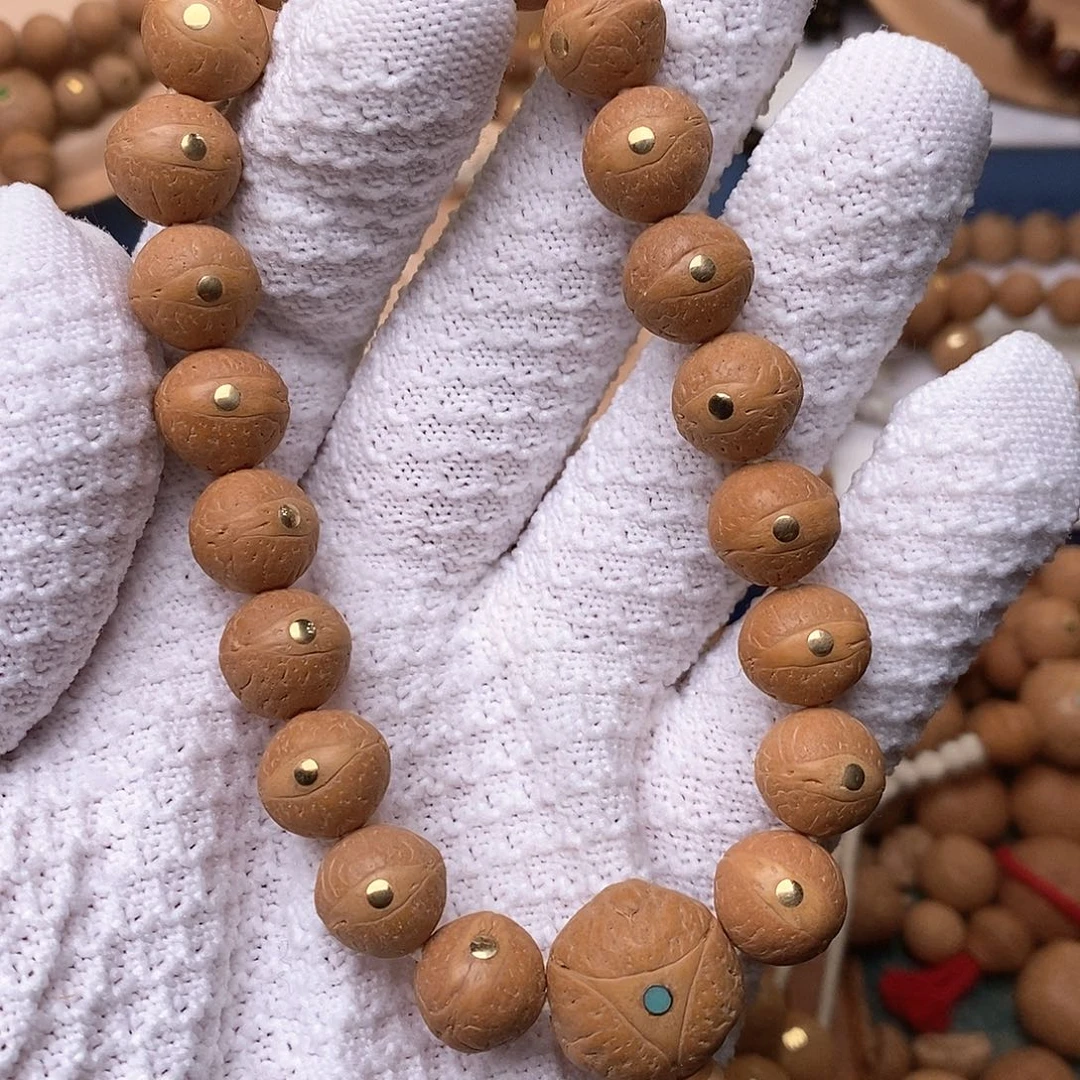 凤眼菩提手串镶嵌铜钉小13