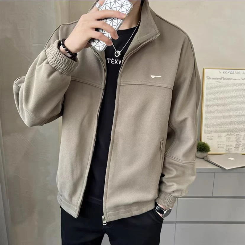 春季男女同款休闲立领简约百搭夹克外套-662312