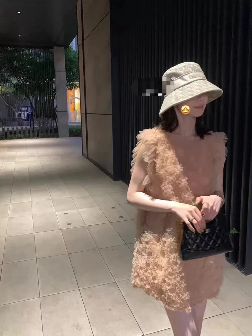 【悦己】气质名媛重工立体花朵背心裙