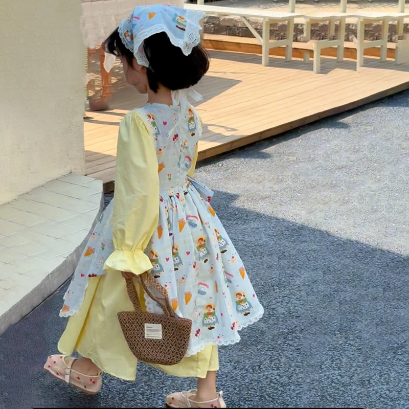 2025春季新款女童长袖碎花洋气女孩连衣裙甜美小清新儿童泡泡袖