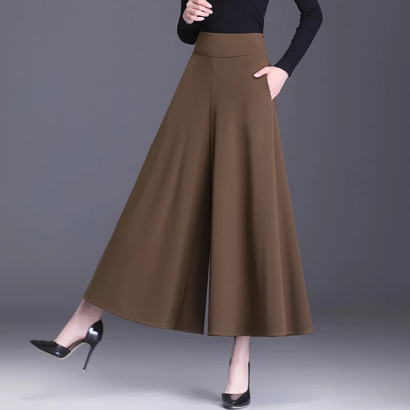 高腰裙裤2025春季新款宽松大脚裤裙小个子九分裤高腰垂感阔腿裤女