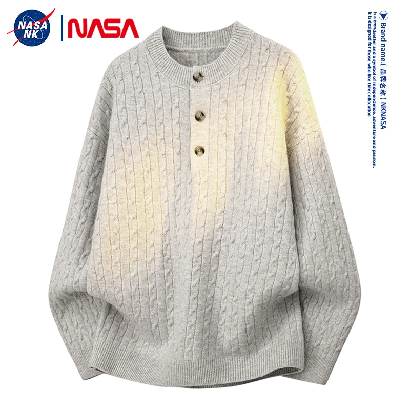NASA联名日系慵懒风针织毛衣男女同款秋冬季高街麻花内搭打底衫潮