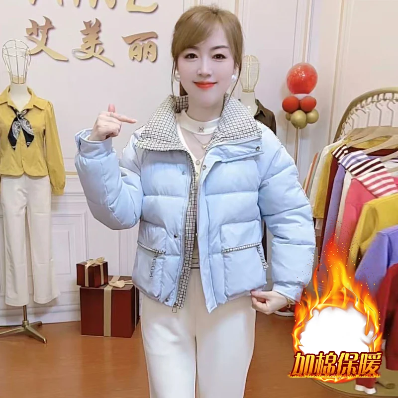 2025年冬季新款百搭气质修身长袖棉服外套女士高级感加厚保暖上衣