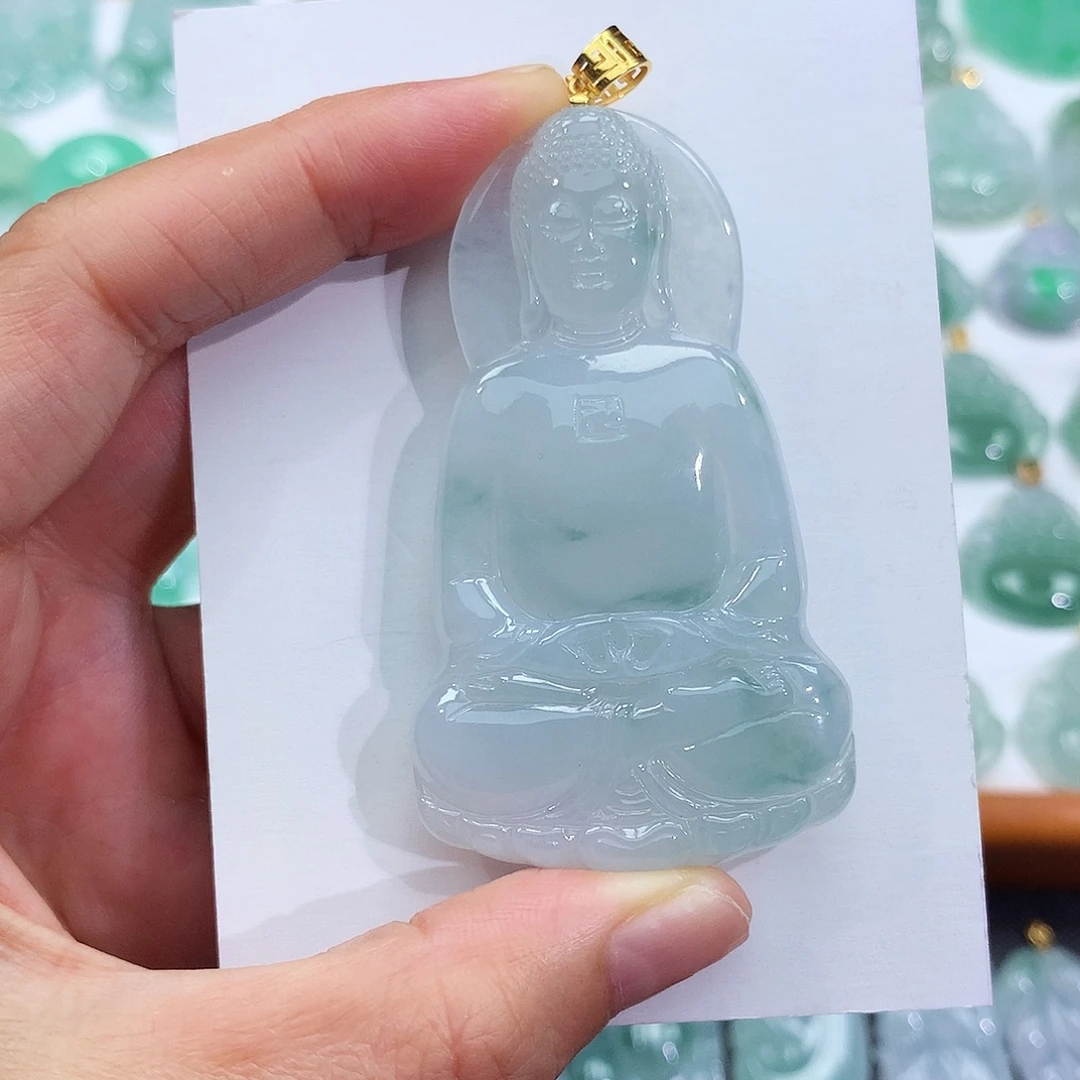 翡翠18K金镶嵌颈饰翡翠吊坠
