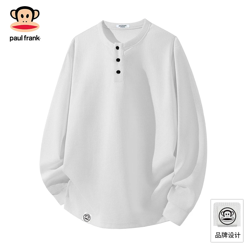 Paul Frank/大嘴猴休闲内搭长袖T恤男2025秋季潮牌宽松亨利领上衣