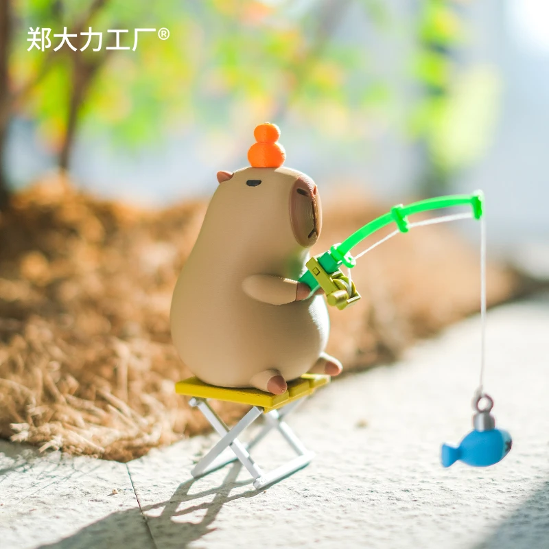 卡皮巴拉钓鱼豚公仔3D打印定制桌面摆件解压治愈情绪稳定水豚公仔