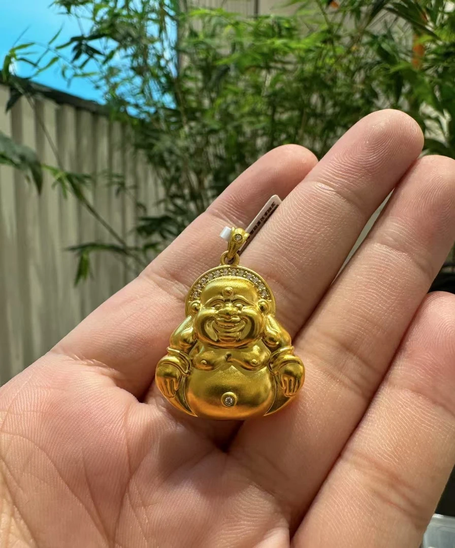 足金大佛公黄金大肚弥勒佛公黄金送礼佳选