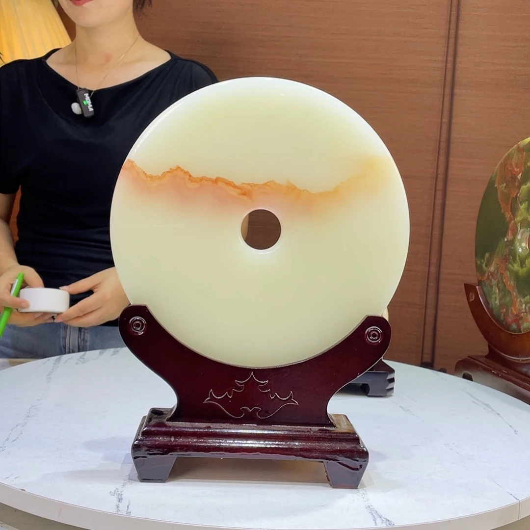 玉平安扣精品天然玉石摆件