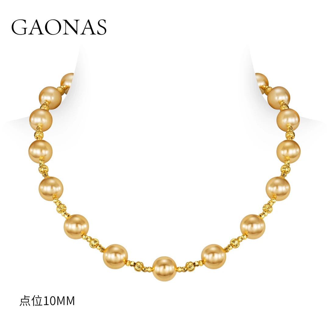 GAONAS 仿珍珠项链 满天星 时尚10mm金色珠项链11448XGO