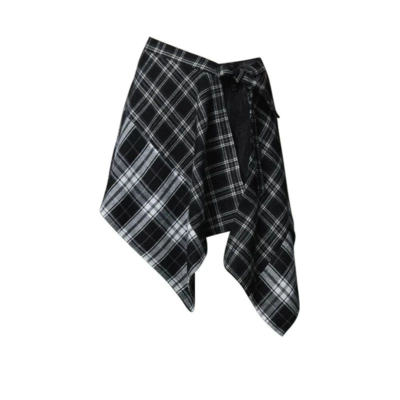 一片式系带藏肉神器卫衣t恤叠穿潮流格子遮屁帘男女下摆春夏百搭