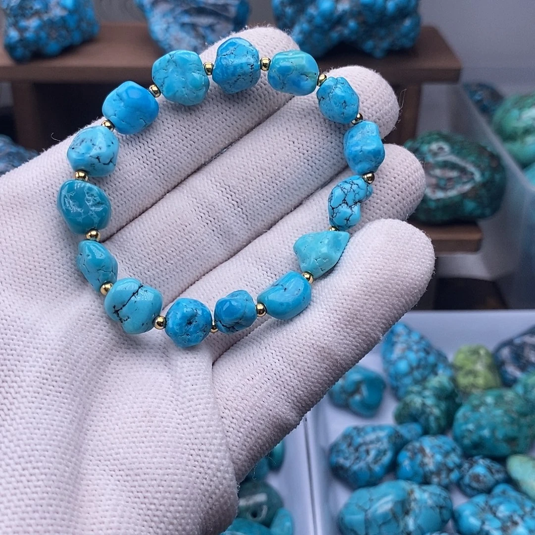 绿松石未镶嵌卡9随型手串好看