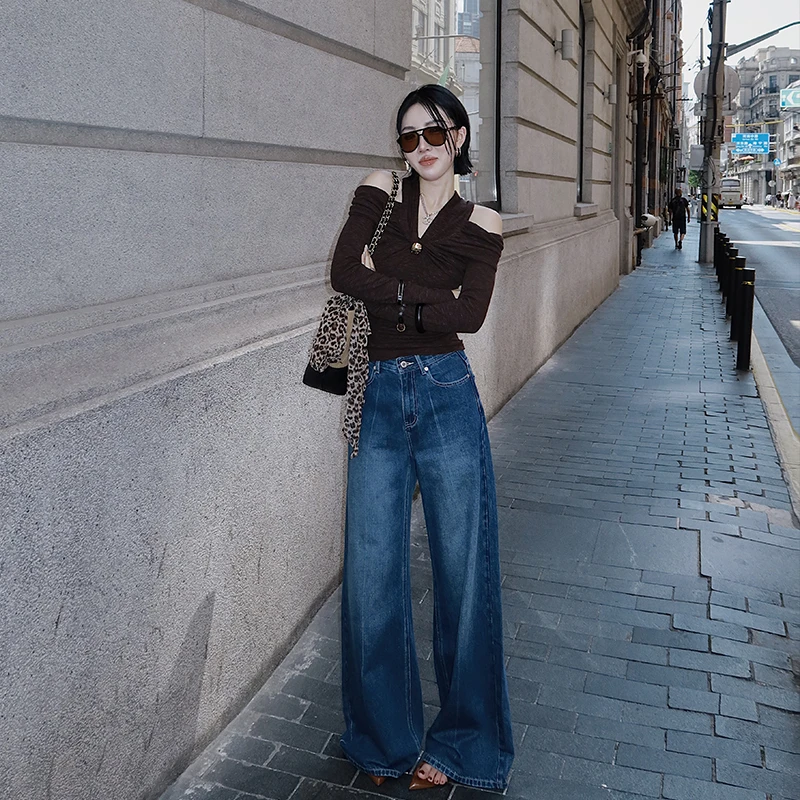 十三粥私服 肩颈双生 时尚性感长袖上衣女百搭实穿挂脖显瘦SA0131