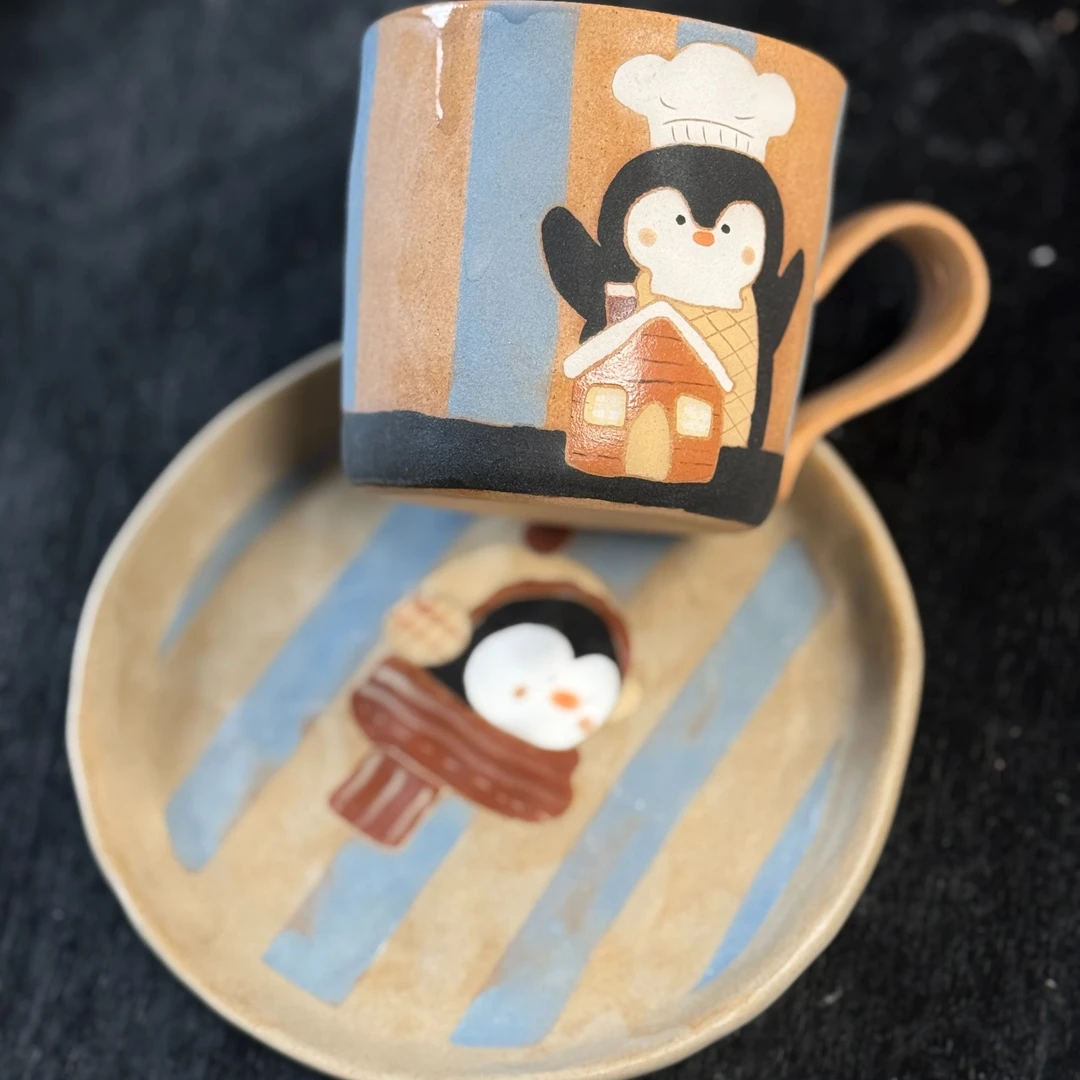 【萌厨小鹅】川谷原创杯碟套组水杯