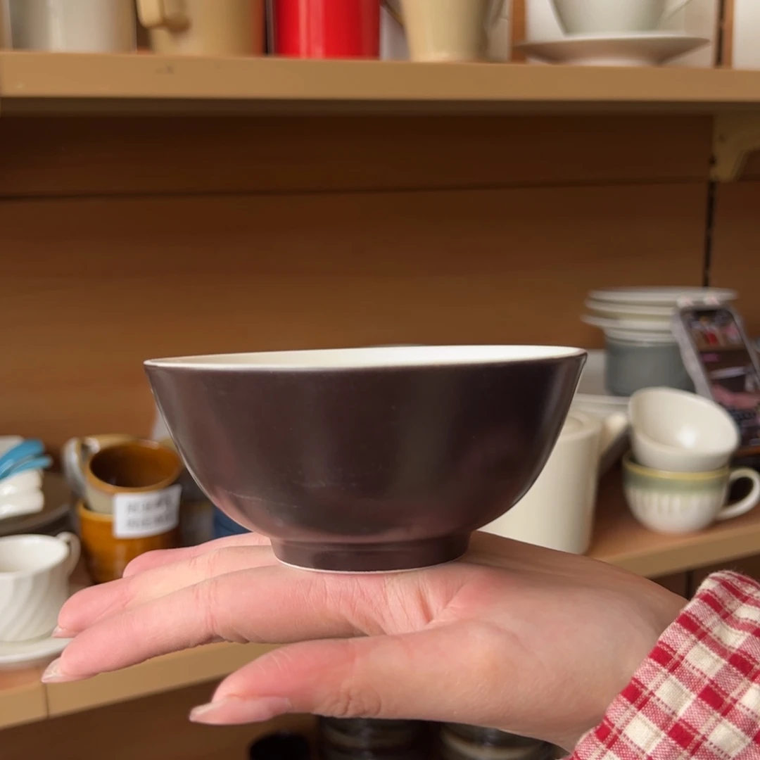 新骨瓷172瑕疵慎拍外棕内白4.5寸碗