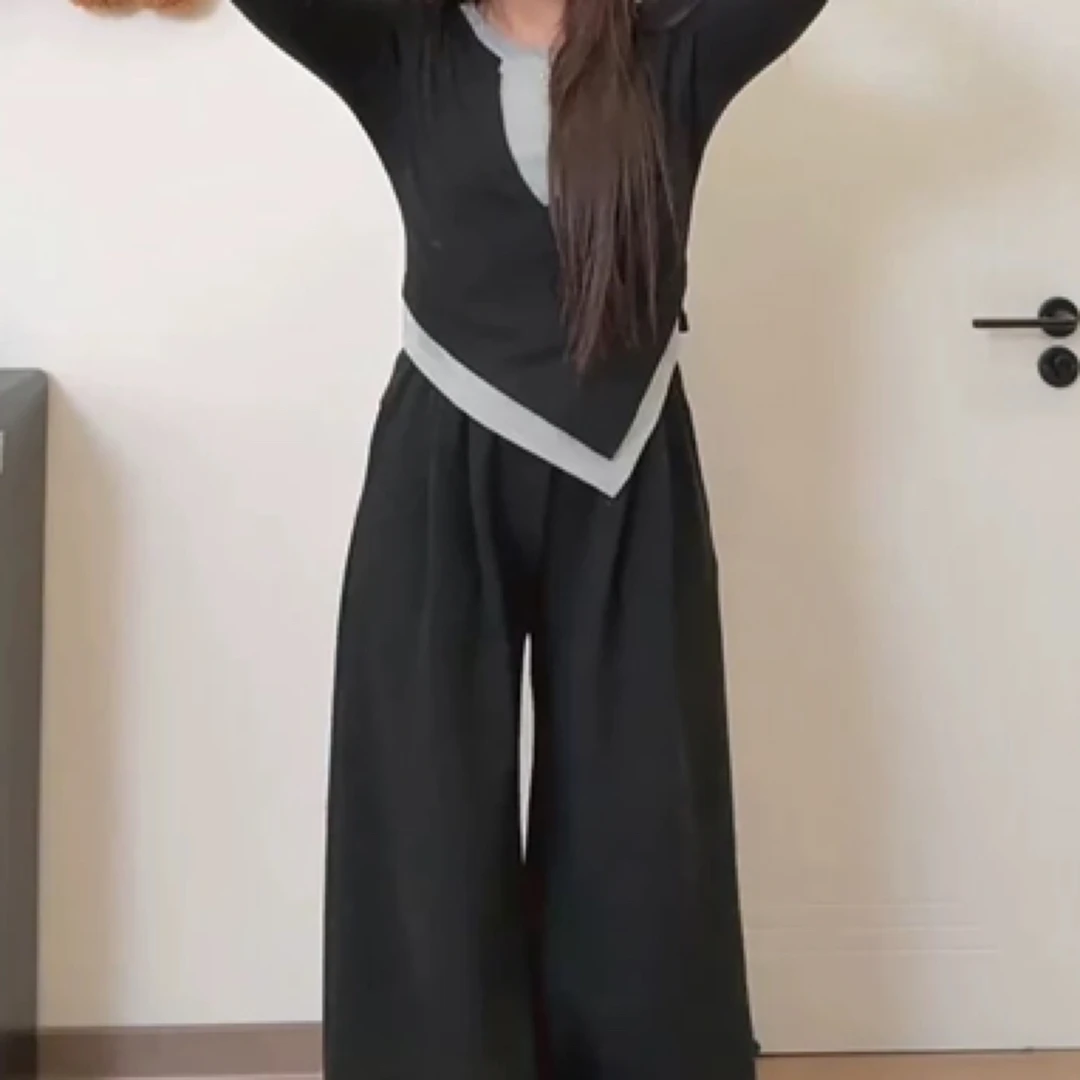 纯欲风不规则假两件上衣胖mm2024冬季大码女装