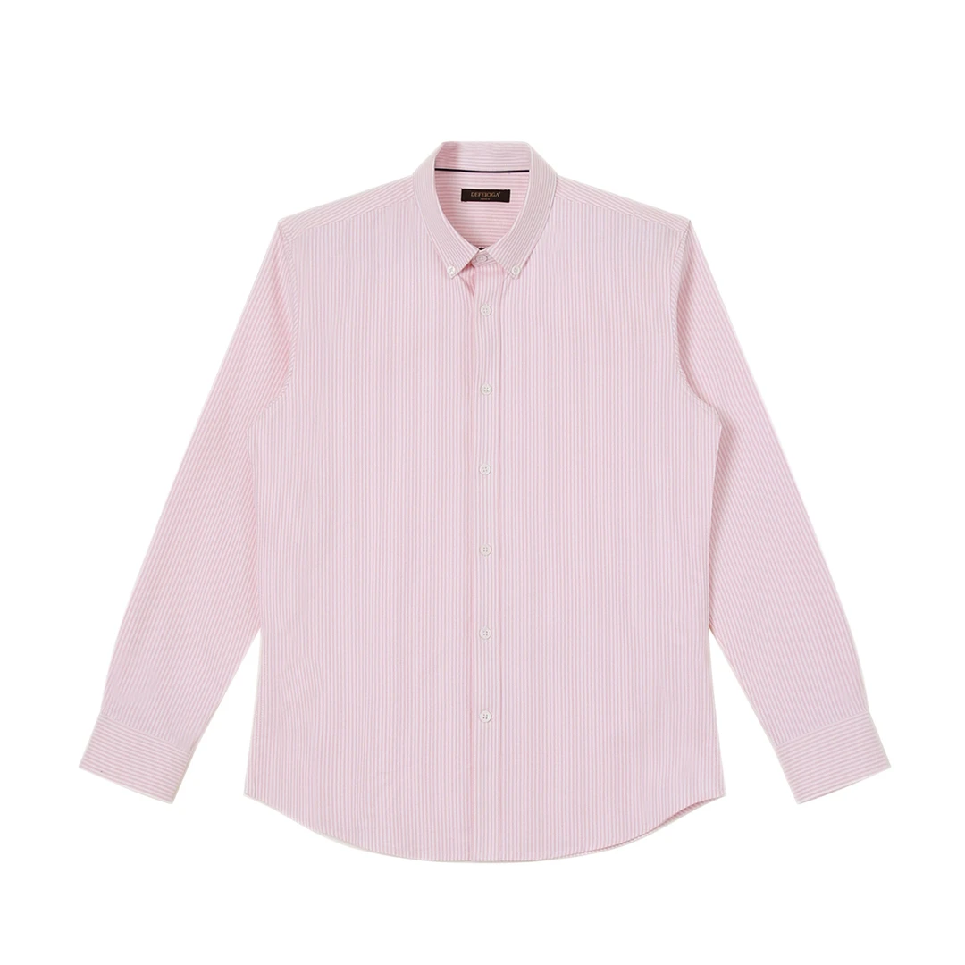 2025新款牛津纺衬衫 定制高克重面料商务休闲两穿衬衫粉色条纹