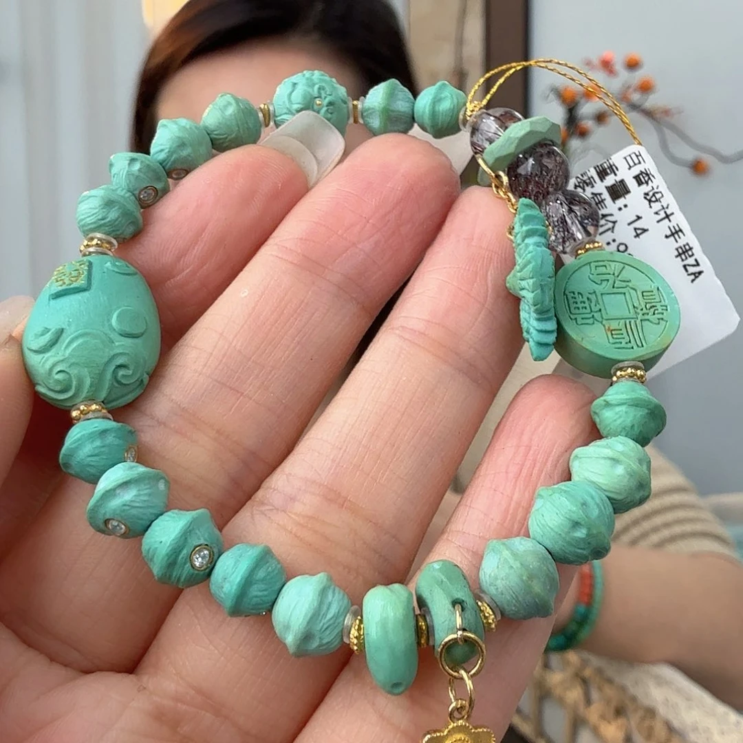 绿松石18K金镶嵌珠宝奇石