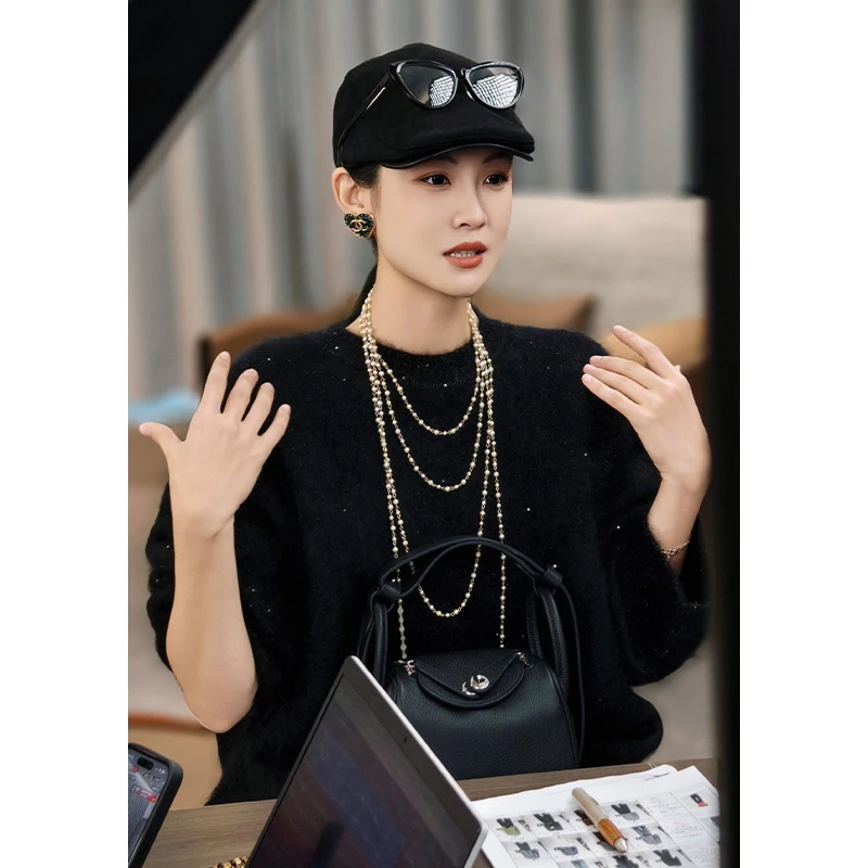 美洋MEIYANG 聚光灯羊绒衫 亮丝亮片*重工拉绒|圆领针织衫毛衣