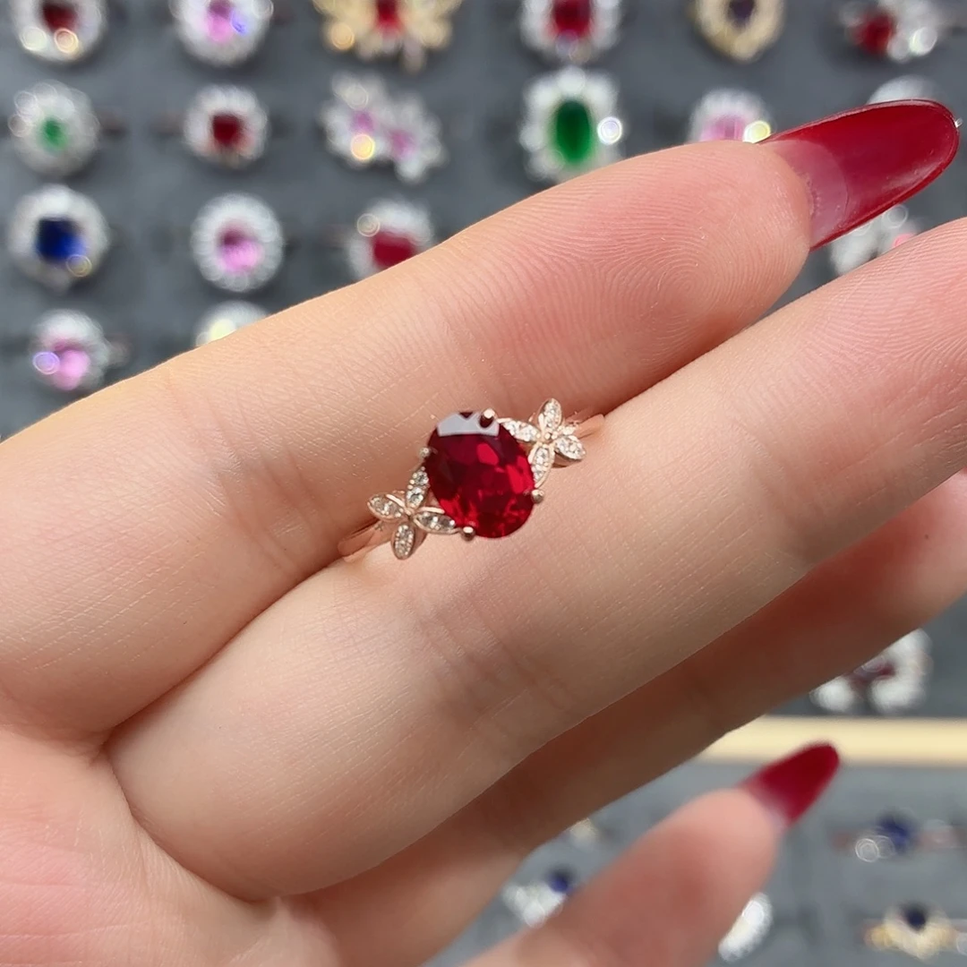 925银培育鸽血红色宝石