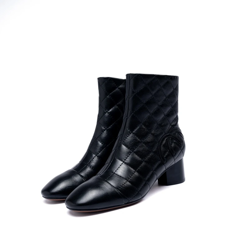 广货轻奢/女鞋冬季时尚简约英伦羊皮单靴092