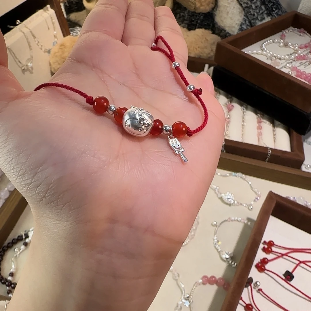 银S925镶嵌烟晶手链番茄Kt手绳