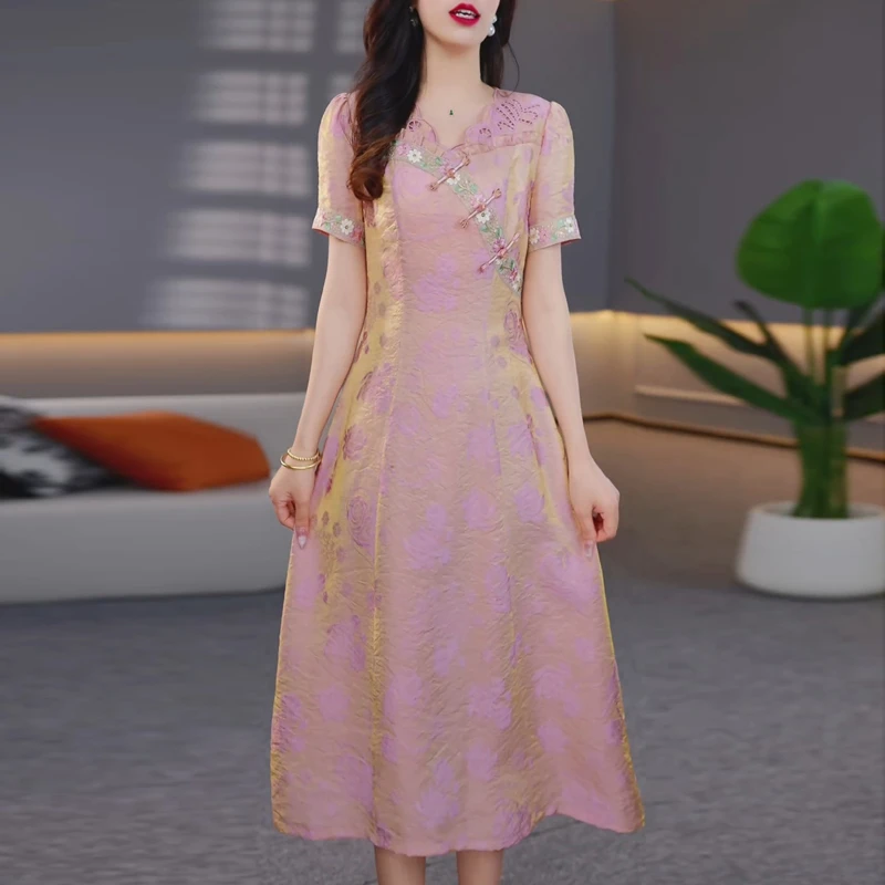 新中式国风改良旗袍连衣裙女2025夏季新款爆款气质妈妈年轻款裙子
