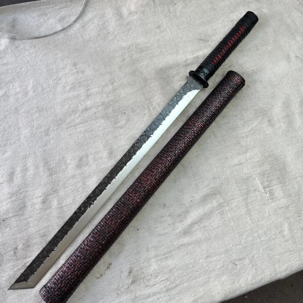 2204  龙泉昊天宝剑唐横刀高猛钢包皮鞘未开刃