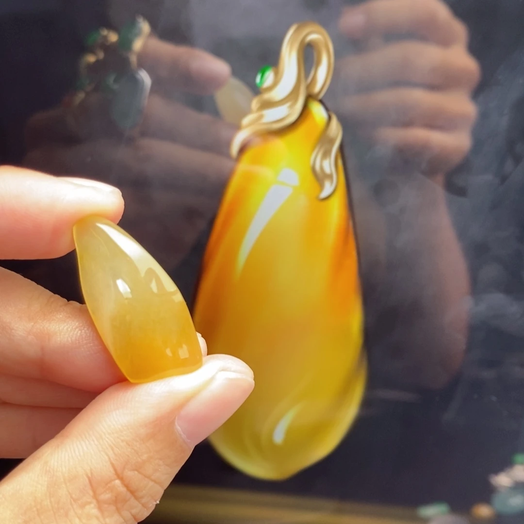 定制翡翠未镶嵌  冰黄翡
